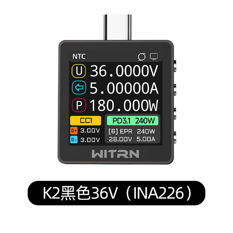 Usb Ammeter Tester - WITRN K2 INA226 36V電圧・電流計 USBテスター PD3.1急速充電プロトコル検出デコイ