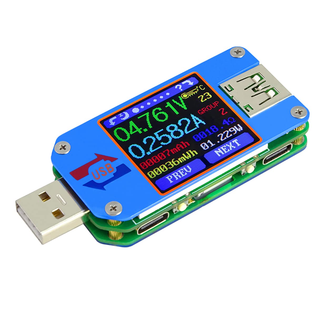Usb Ammeter Tester - 電圧および電流計,USB 2.0タイプC LCDカラーディスプレイ,電圧計,電流計,バッテリー充電テスター