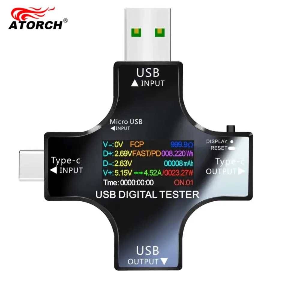 Usb Ammeter Tester - USB テスター DC Type-C PD デジタル電圧計アンペア電圧電流モニター電流計検出器パワーバンク充電器容量計