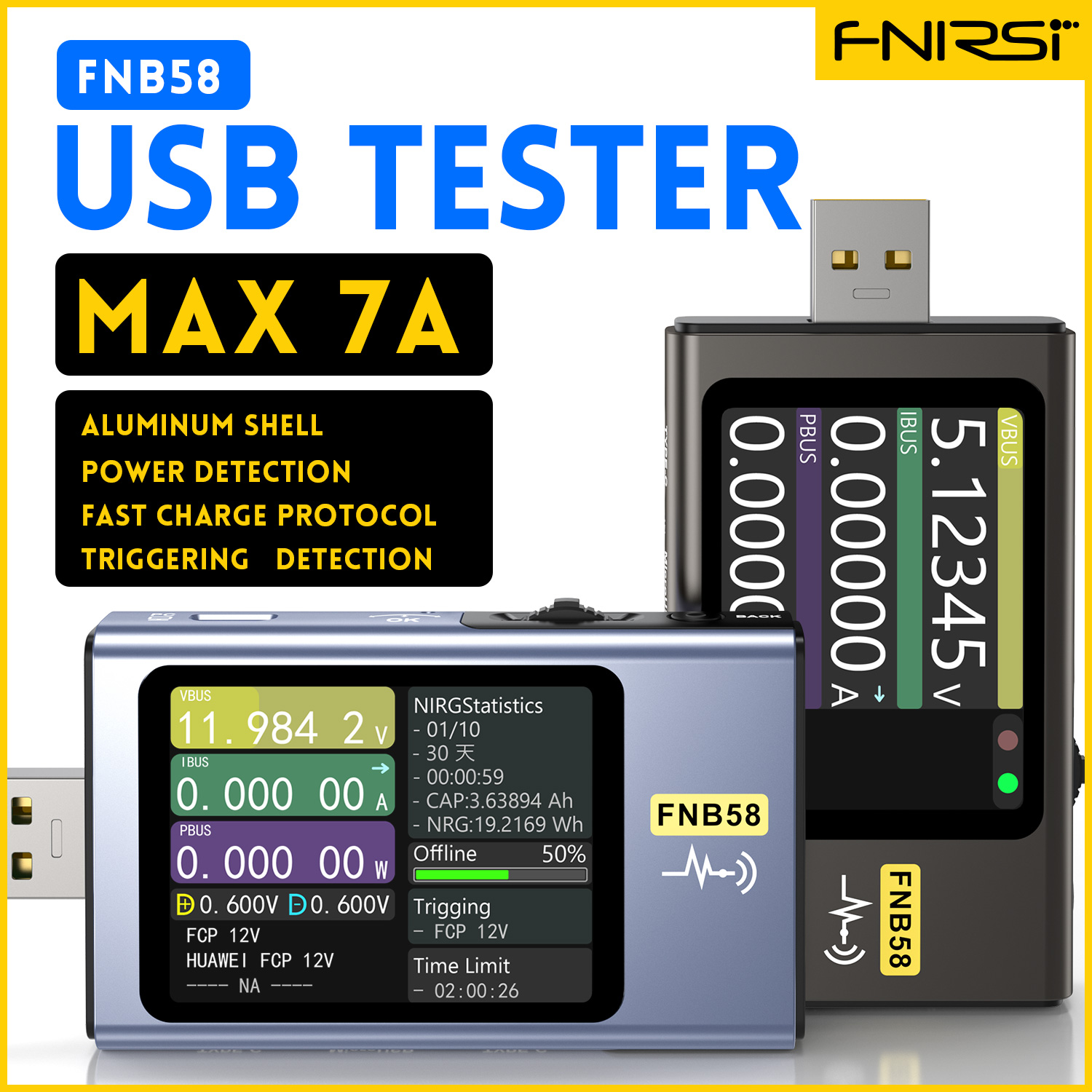 Usb Ammeter Tester - FNIRSI-FNB58 usb電圧テスターTYPE-C電圧計電流計高速充電検出トリガ容量測定リップル測定