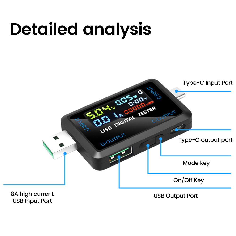 USBテスター 10 in 1 DCデジタル電圧計 電流計  - Usb Ammeter Tester のレビューと価格