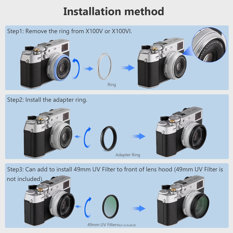 Haoge レンズフィルターアダプターリング Fujifil - Fujifilm Camera X100Vi のレビューと価格