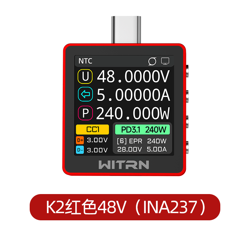 新しいレッドバージョン WITRN K2 INA237 48 - Usb Ammeter Tester のレビューと価格