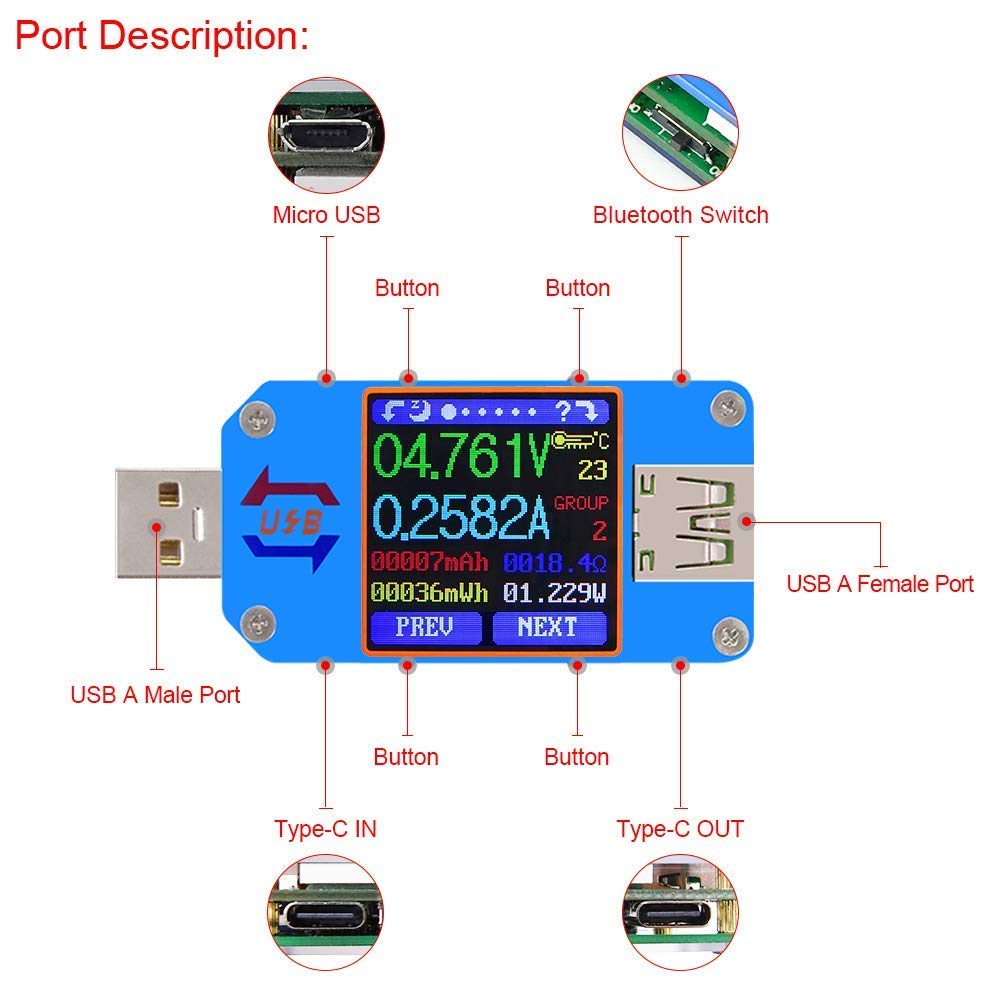 UM25 UM25C 電圧および電流計 USB 2.0 Ty - Usb Ammeter Tester のレビューと価格