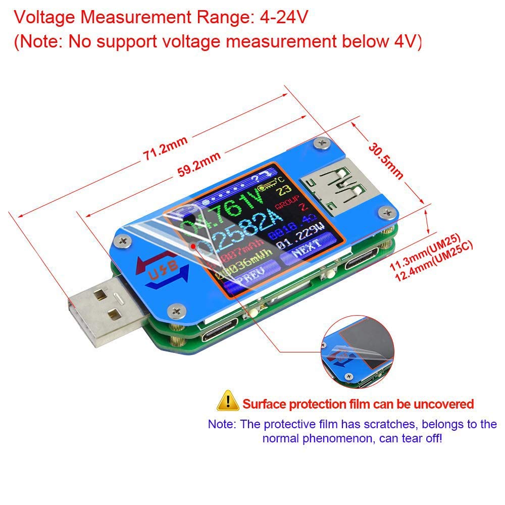 UM25 UM25C 電圧および電流計 USB 2.0 Ty - Usb Ammeter Tester のレビューと価格